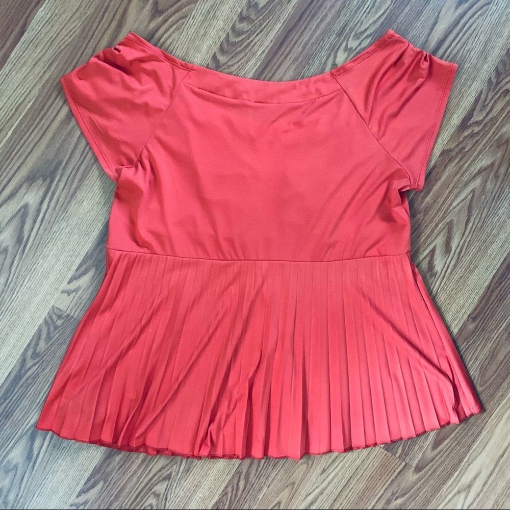Agb Woman Orange Cap Sleeve Tunic Top Gathered Front Size 1 X - Picture 6 of 9